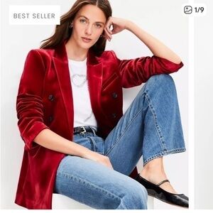 NWT Loft Velvet Ruby Double-Breasted Blazer
